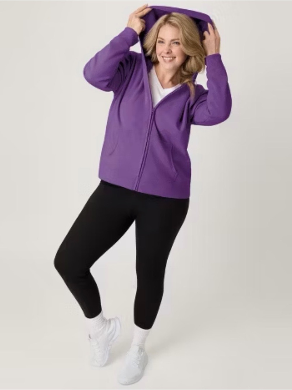 💜GUC Hanes “Fleece Zip-Up Hoodie w/Pockets🤗” in “Violet💜Splendor Heather” LRG
